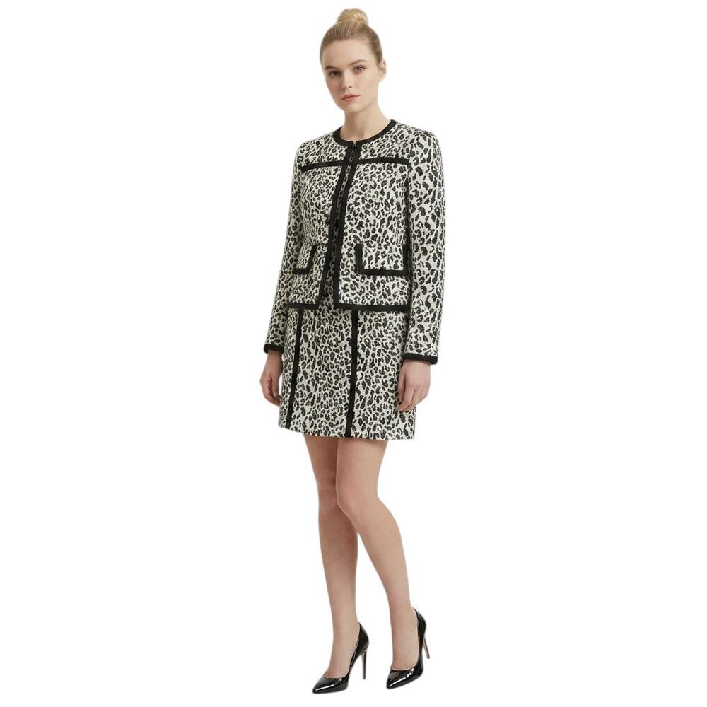 Nanette Lepore Leopard-Print Round Neckline Sheath Dress + Jacket Set, US0